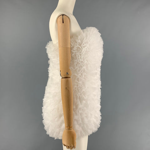 EMILIO PUCCI x TOMO KOIZUMI Size 2 White Ruffled Polyester Blend Tulle Playsuit