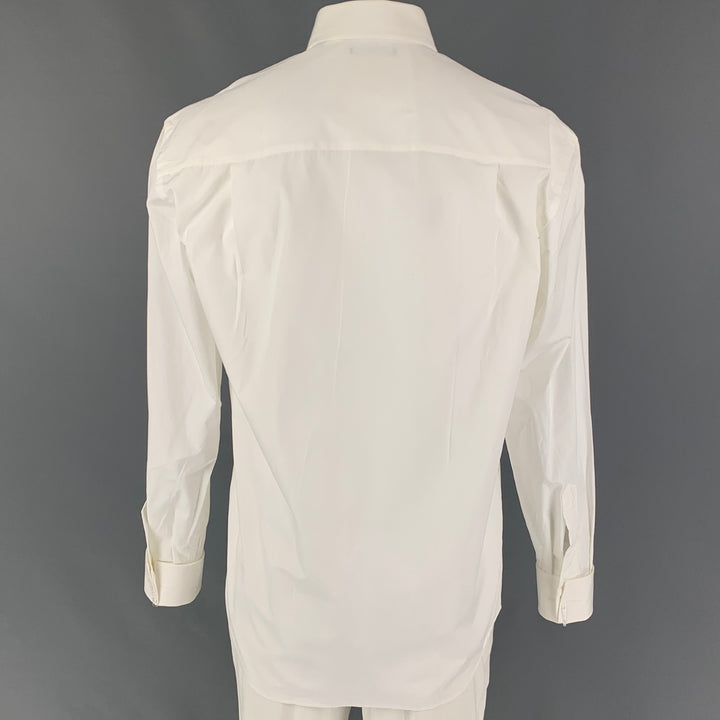 JACK LIPSON Size M White Embroidery Cotton French Cuff Long Sleeve Shirt