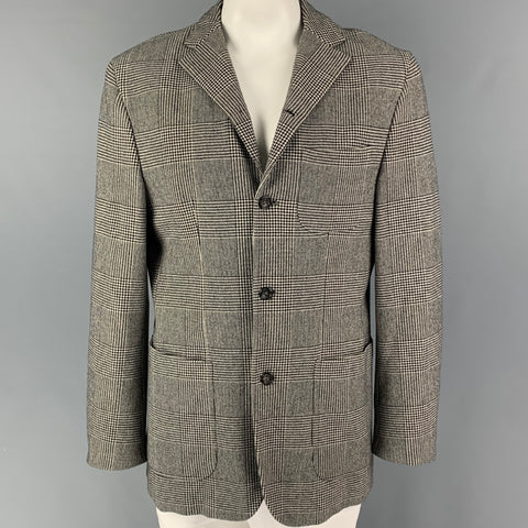 JIL SANDER Size M White Black Glenplaid Cashmere Blend Buttoned Coat