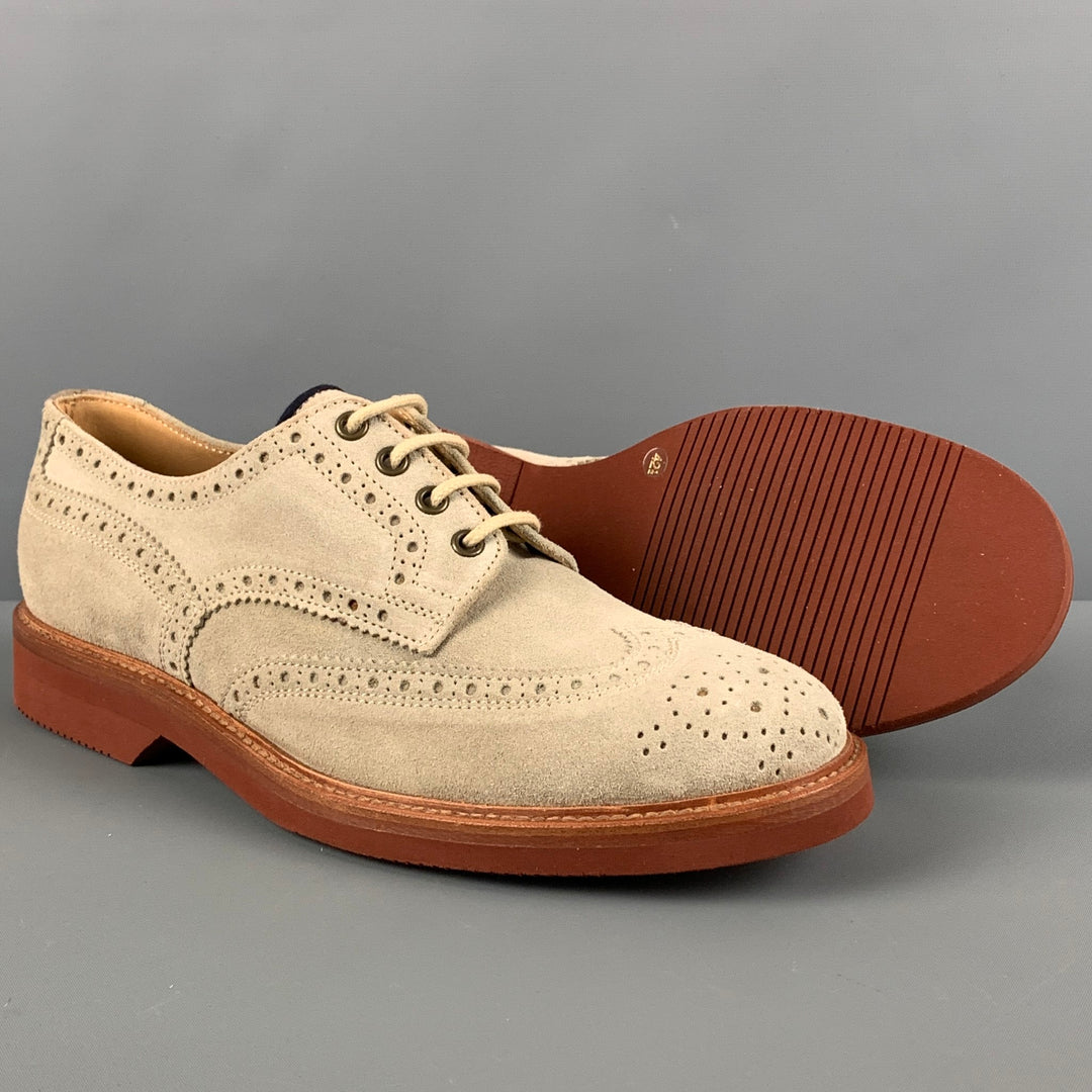 BRUNELLO CUCINELLI Taille 9.5 Chaussures à lacets Brogue Beige Marron Wingtip