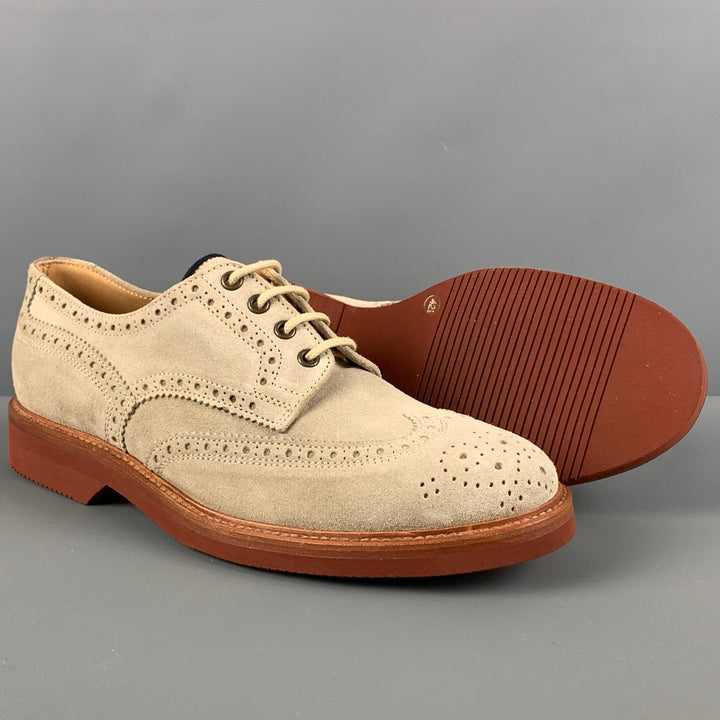 BRUNELLO CUCINELLI Size 9.5 Beige Brown Wingtip Brogue Lace Up Shoes