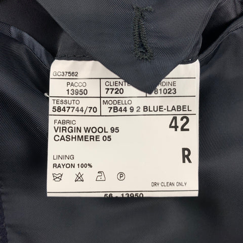 POLO by RALPH LAUREN Size 42 Navy & White Pinstripe Virgin Wool / Cashmere Single Breasted Suit