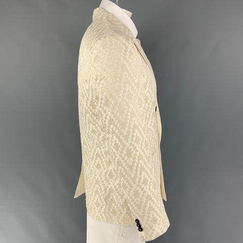 EMPORIO ARMANI Talla 42 Abrigo deportivo en mezcla de poliamida jacquard beige
