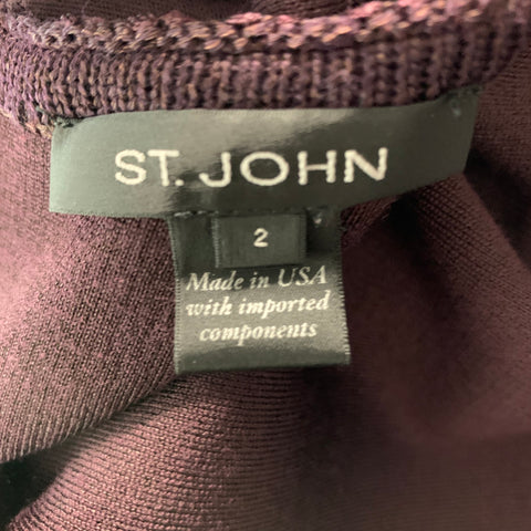 ST. JOHN Taille 2 Rayonne de laine marron sous les tenues du genou