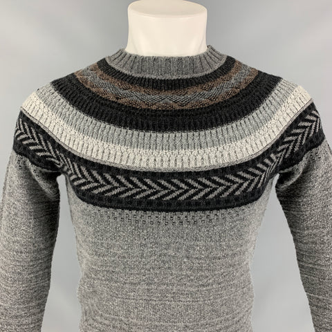 BURBERRY PRORSUM by Christopher Bailey Pre-Fall 2011 Size XS Grey Fairisle Lambswool / Cashmere Pullover Sweater