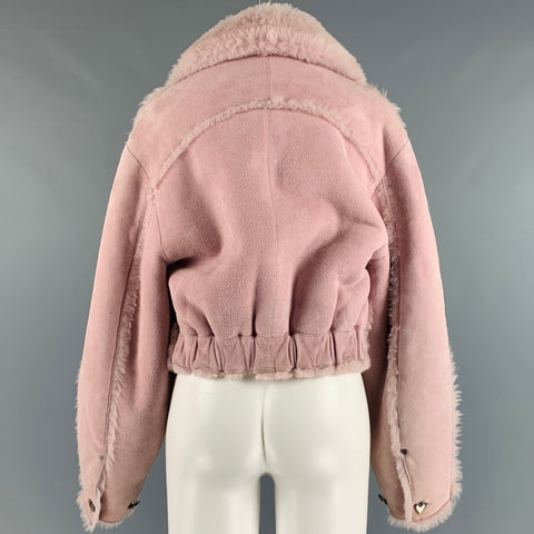 SAKS POTTS Taille M Veste courte en peau de mouton rose