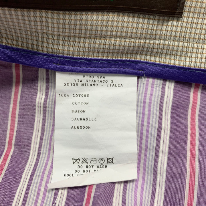 ETRO Size 32 Khaki Window Pane Cotton Shorts