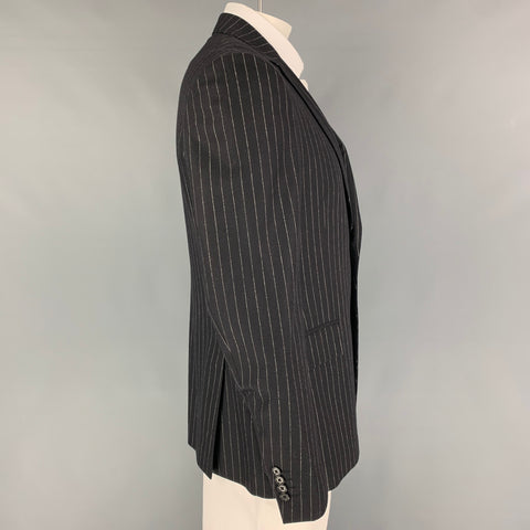 JOHN VARVATOS Size 44 Black White Pinstripe Wool Cashmere Sport Coat