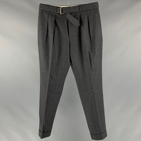 OFFICINE GENERALE Pantalon habillé plissé en laine gris chiné Taille 32