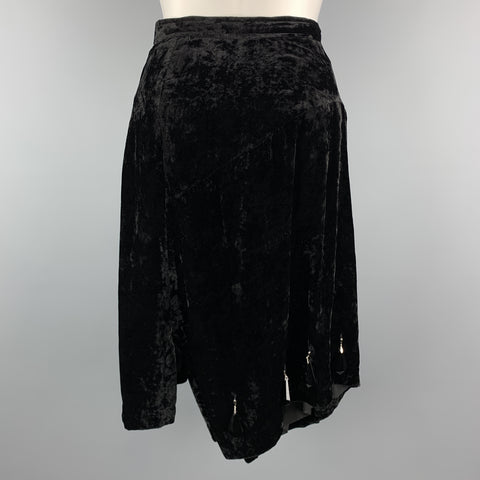 COMME des GARCONS Taille S Jupe Noir Polyester / Rayonne Ourlet Asymétrique Perles Noires