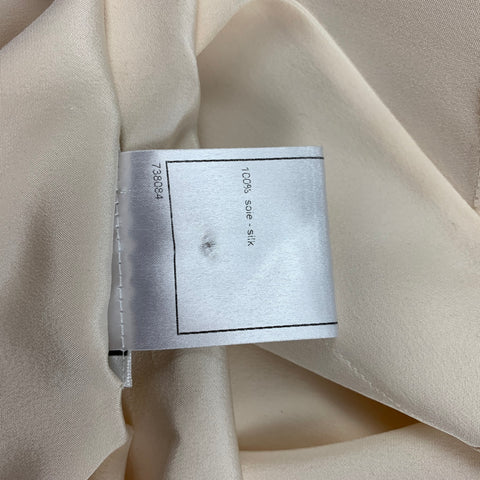 CHANEL 00100 05P Size 4 Beige Silk Sleeveless Dress Top