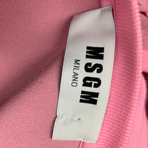 MSGM Sweat-shirt col rond en coton à franges rose taille S