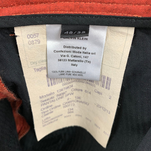 CALVIN KLEIN COLLECTION Size 32 Brick Polyamide Zip Fly Dress Pants