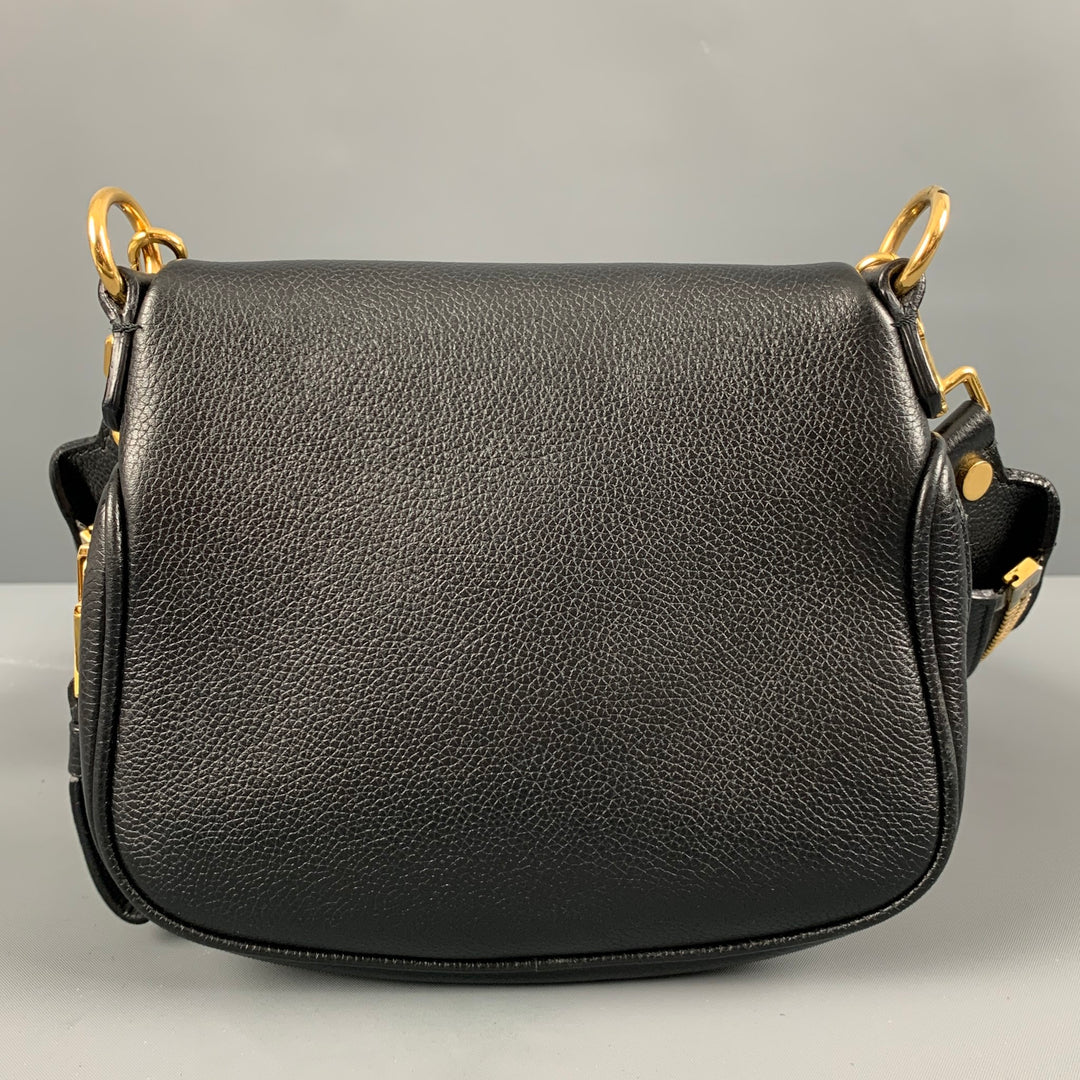 TOM FORD Black Gold Pebble Grain Leather Handbag