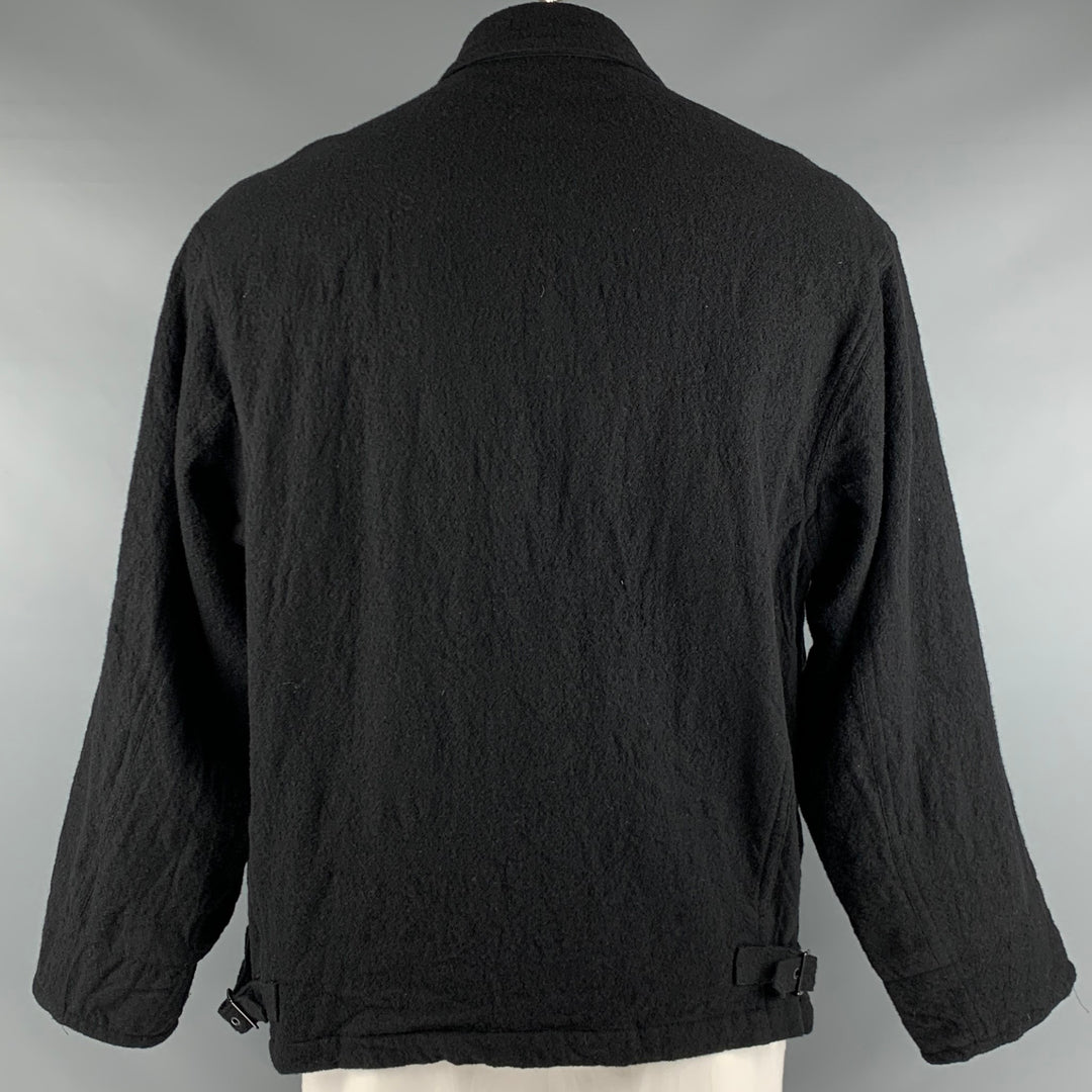 YOHJI YAMAMOTO Size L Black Wool Zip Up Jacket