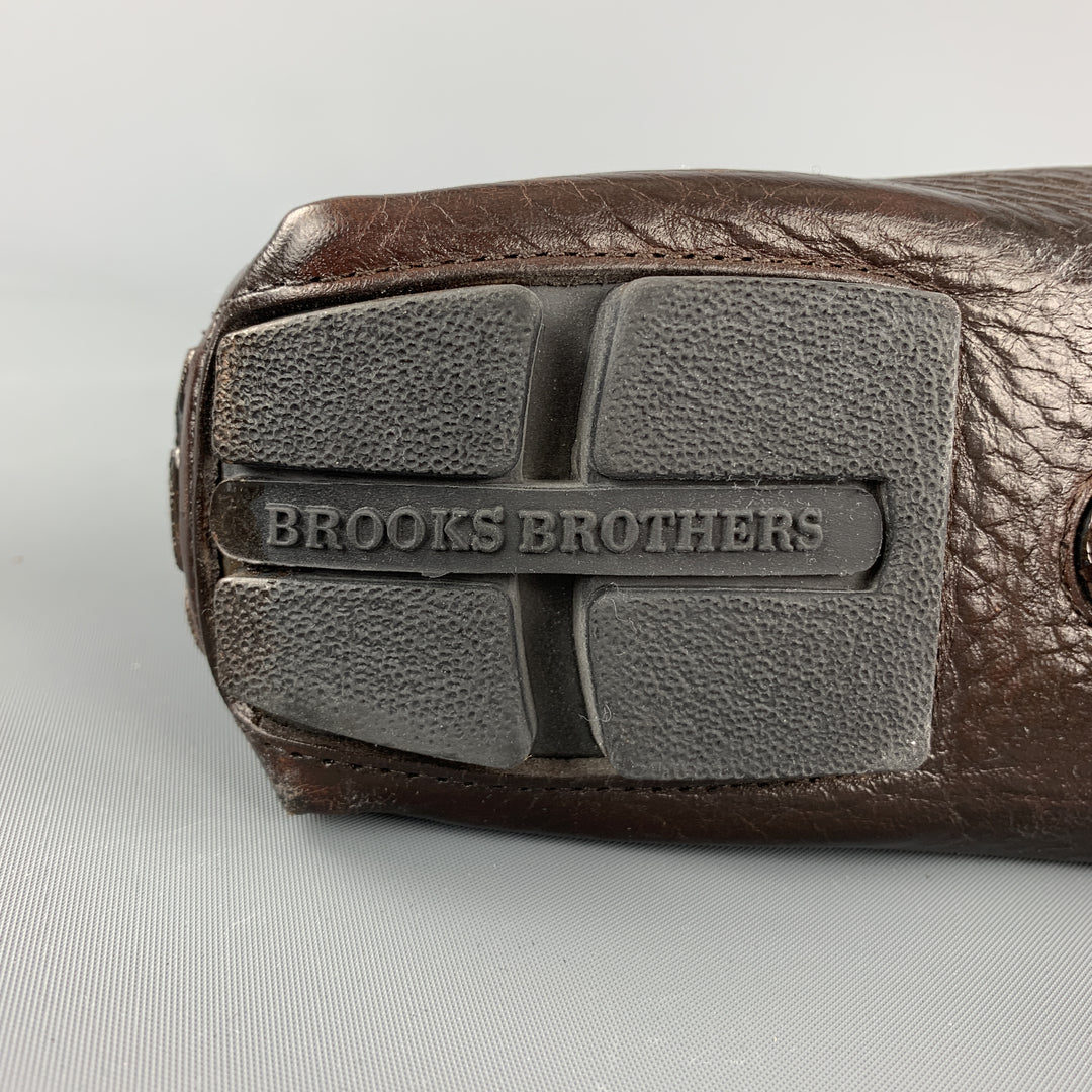 BROOKS BROTHERS Size 8.5 Brown Leather Bow Drivers Loafers