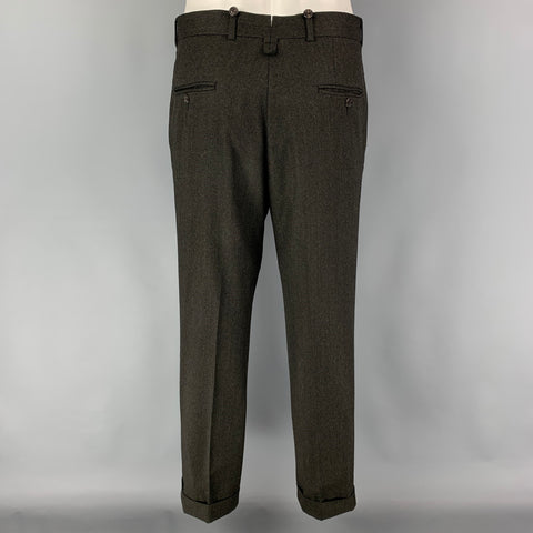 BLACK FLEECE Size 38 Grey Charcoal Grid Wool Notch Lapel 31 31 Suit