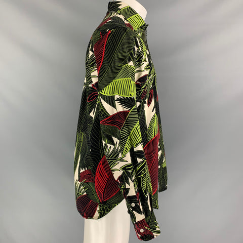 GITMAN VINTAGE Size L Green &  Red Print Cotton Button Down Long Sleeve Shirt
