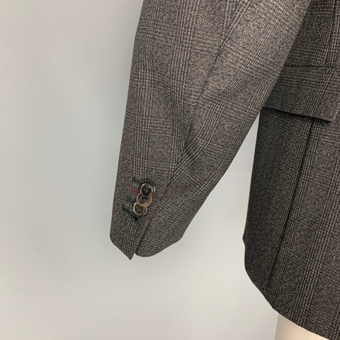 PAUL SMITH Size 40 Charcoal Black Plaid Wool Notch Lapel Sport Coat