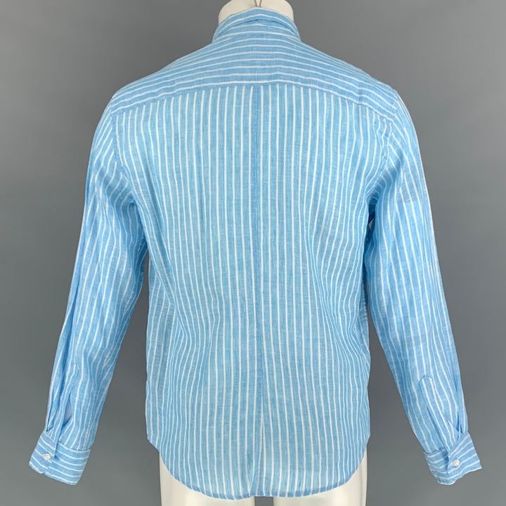 FRANK & EILEEN Size S Blue & White Stripe Linen Button Up Long Sleeve Shirt