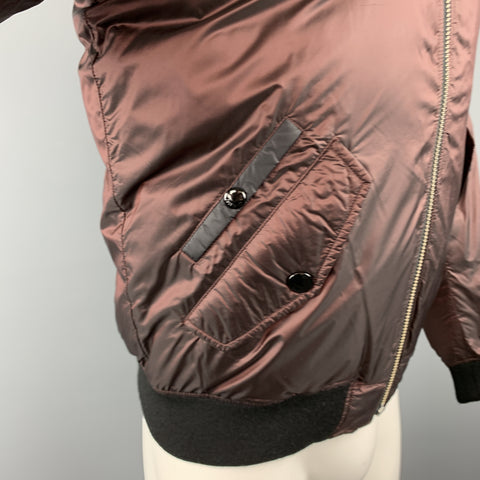 JUST CAVALLI Size 38 Burgundy Shiny Polyamide Zip Up Bomber Jacket