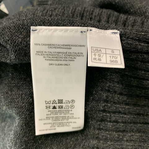 BROOKS BROTHERS Size S Charcoal Knitted Cashmere V-Neck Sweater