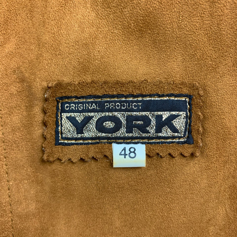 YORK Size 12 Camel Suede Patch Pockets Buttoned Jacket