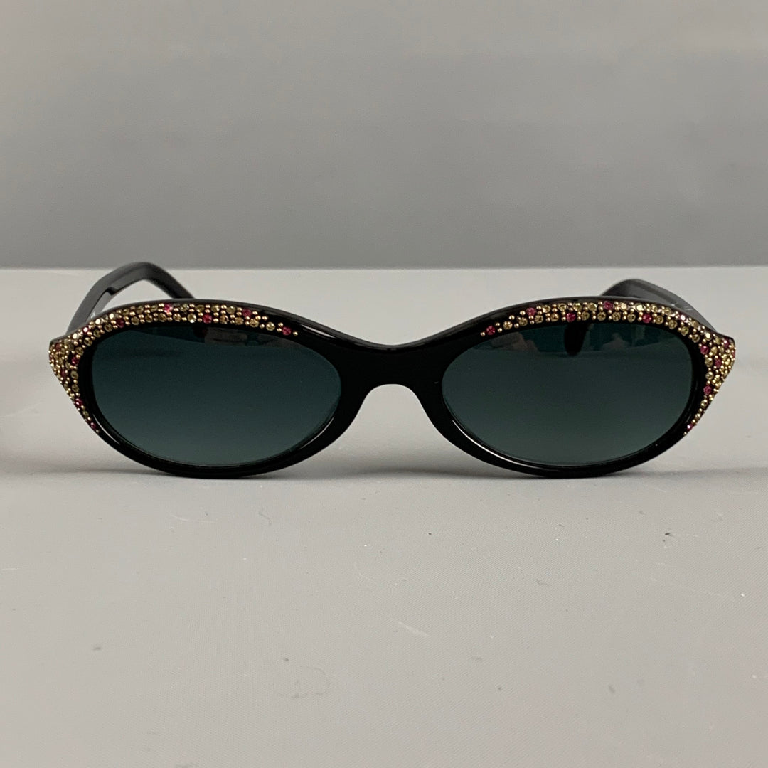 FRANCIS KLEIN Black Acetate Rhinestones Sunglasses