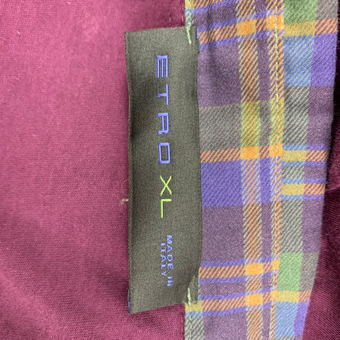 ETRO Size XL Burgundy Cotton Button Up Long Sleeve Shirt