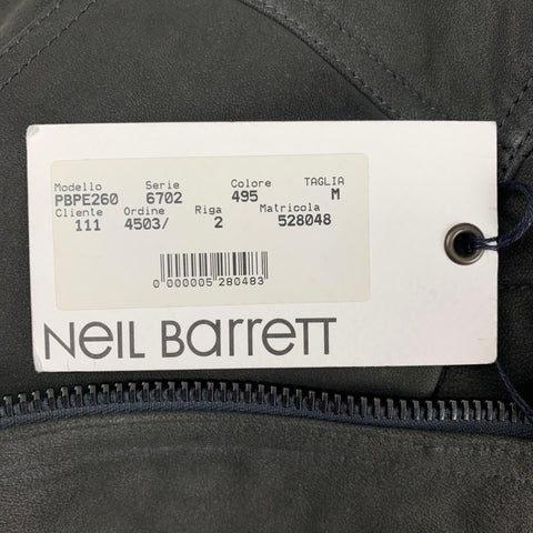 NEIL BARRETT Size M Charcoal Grey Sheep Skinny Fit Leather Jacket
