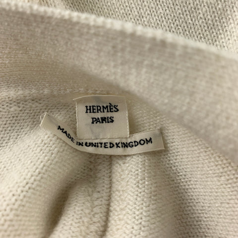 HERMES Cárdigan con botones de cachemira de punto color crema talla 10