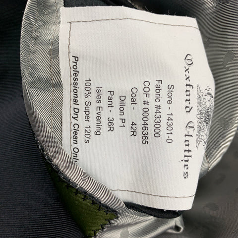 OXXFORD CLOTHES 42 Regular Black Wool Peak Lapel Tuxedo Suit