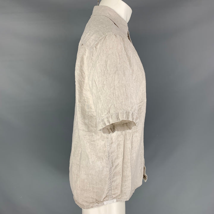 TOMMY BAHAMA Size M Beige Linen Button Up Short Sleeve Shirt