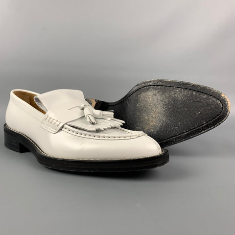 AMI by ALEXANDRE MATTIUSSI Size 9 White Leather Tassels Spazzo Moccasin Loafers