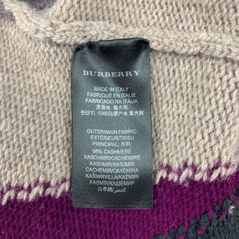BURBERRY PRORSUM by Christopher Bailey Fall 2012 Size M Multi-Color & Green Geometric Cashmere Pullover Cowl Neck Sweater