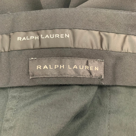 RALPH LAUREN Size 42 Long Black Wool Notch Lapel Suit