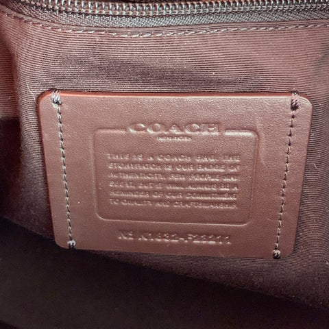 COACH Black Leather Monogram Canvas Tote Bag