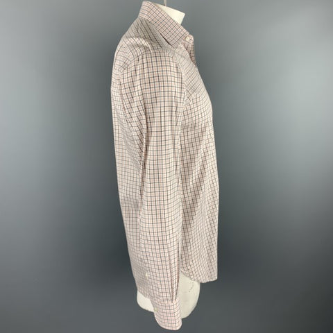 ERMENEGILDO ZEGNA Size M Orange Plaid Cotton Button Up Long Sleeve Shirt