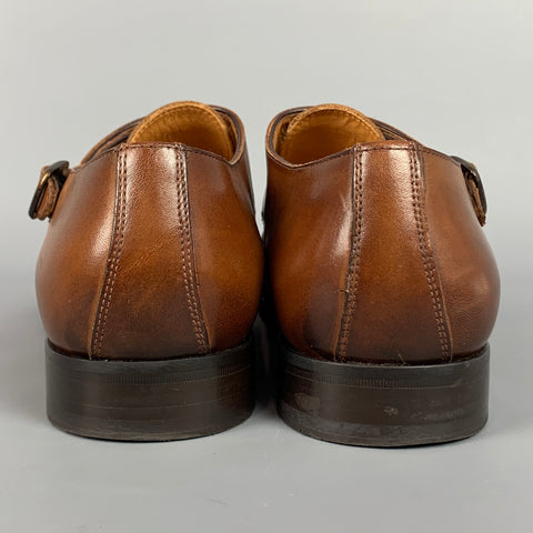 JOSE REAL Size 12 Cognac Antique Leather Double Monk Strap Loafers