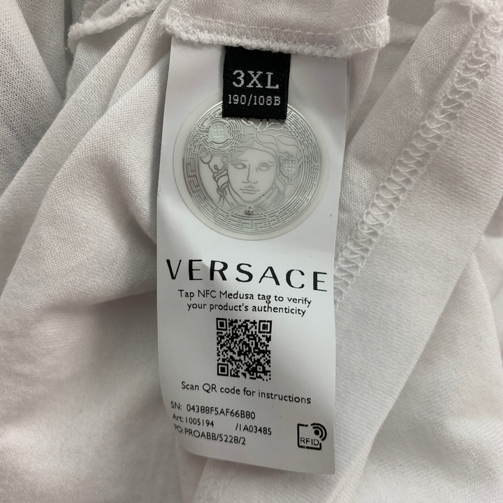 VERSACE Size 3XL White Black Logo Cotton Short Sleeve T-shirt