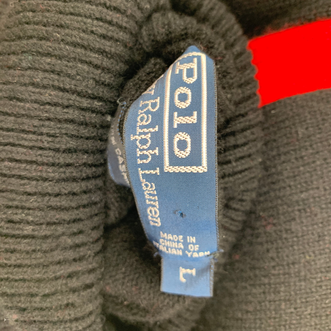 POLO by RALPH LAUREN Size L Black Red Cashmere Turtleneck Sweater