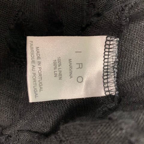 IRO Marvina Size S Black Distressed Linen Long Sleeve T-shirt