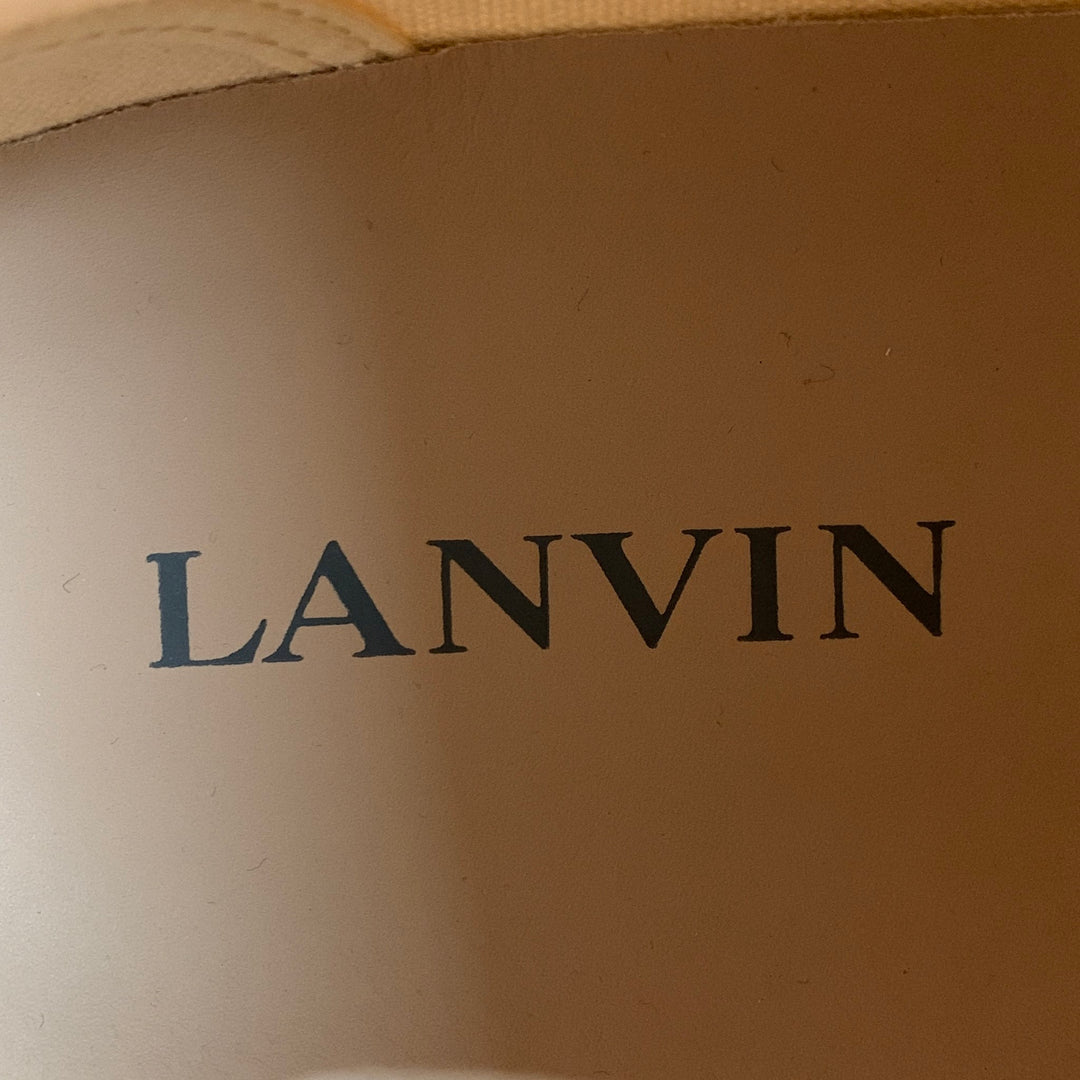 LANVIN Size 11 White Grey Cotton High Top Sneakers