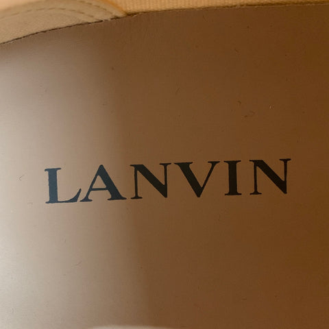 LANVIN Size 11 White Grey Cotton High Top Sneakers