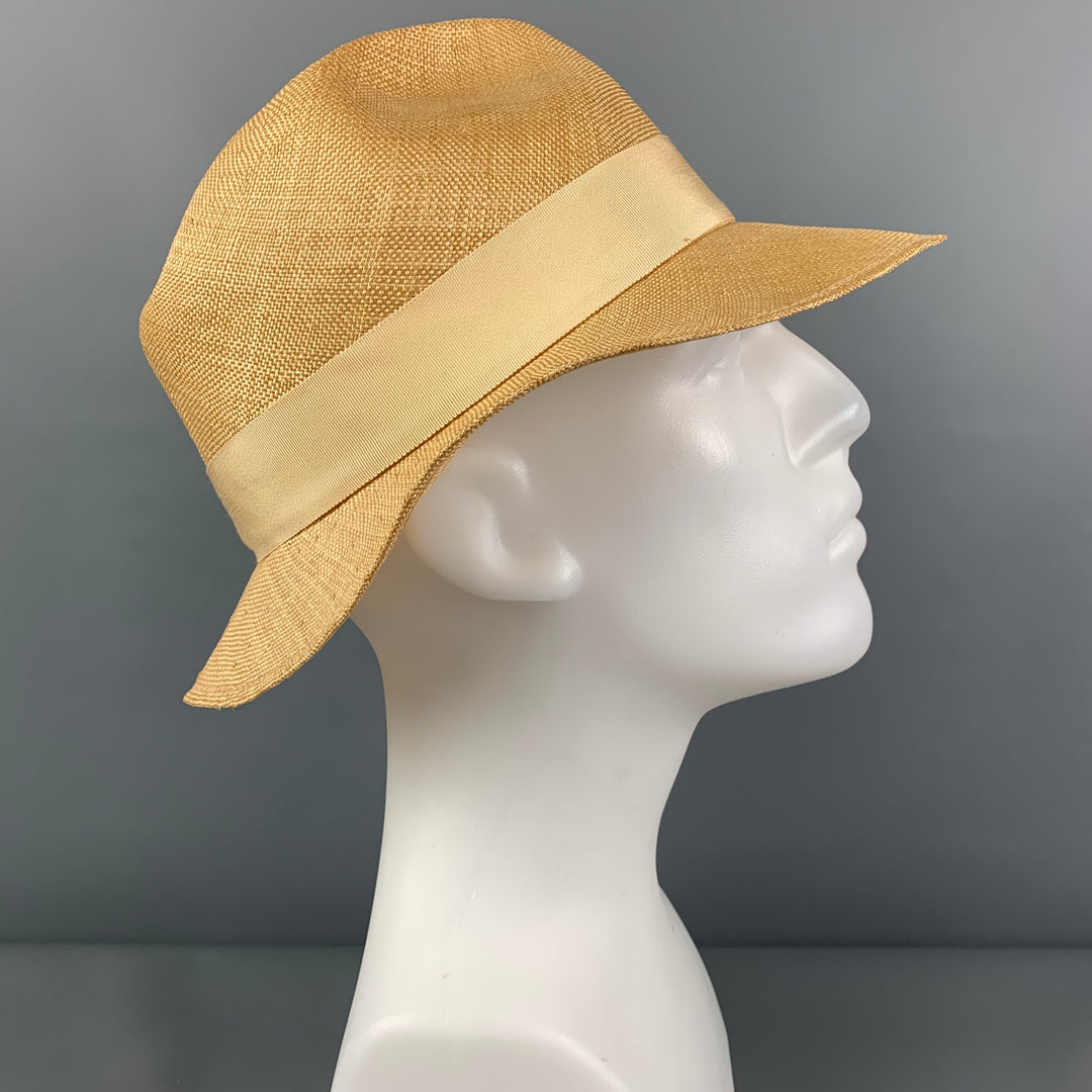 Vintage PAUL STUART Beige Straw Fedora Hat