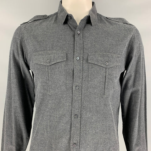 BURBERRY PRORSUM Fall 2010  L Gray Cotton Button Up Long Sleeve Shirt