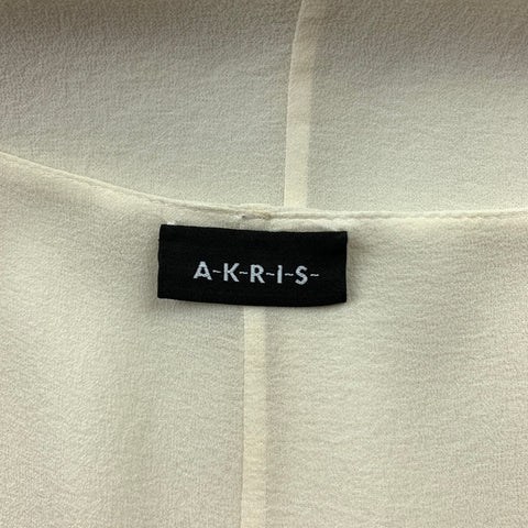 AKRIS Size 6 Cream Chiffon Silk Scoop Neck Sleeveless Blouse