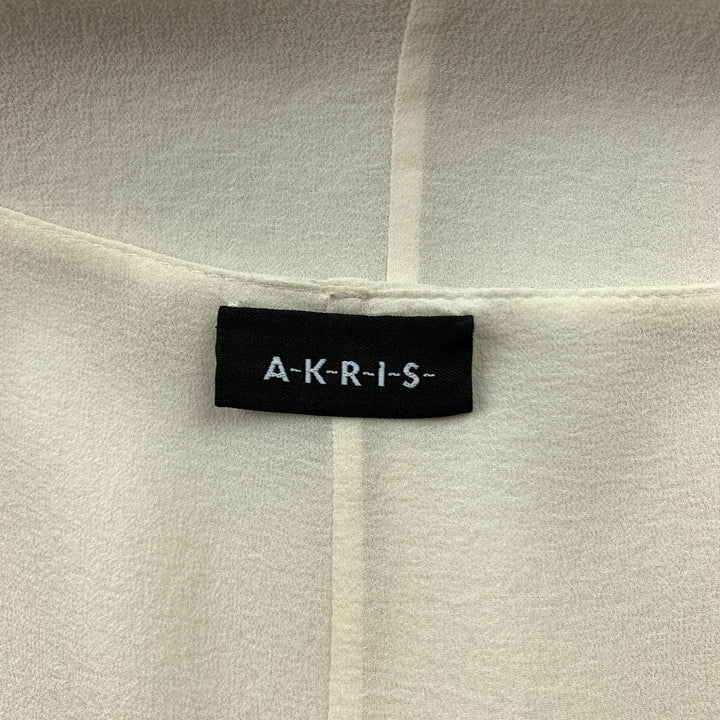 AKRIS Blusa sin mangas con cuello redondo y gasa color crema talla 6