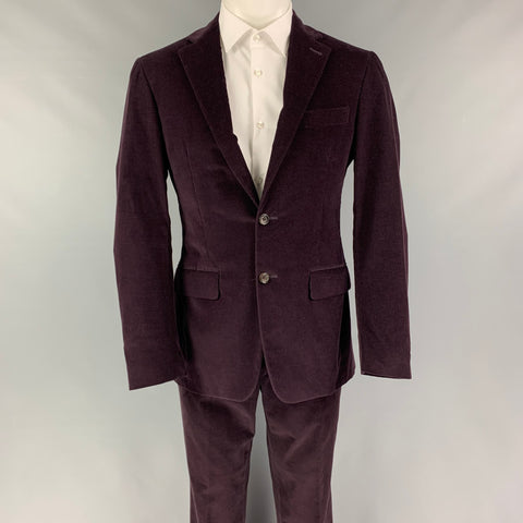 CANALI Size 38 Purple Corduroy Cotton Notch Lapel Suit