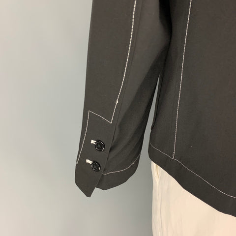 8 BY YOOX Size 44 Black & White Contrast Stitch Viscose Blend Sport Coat